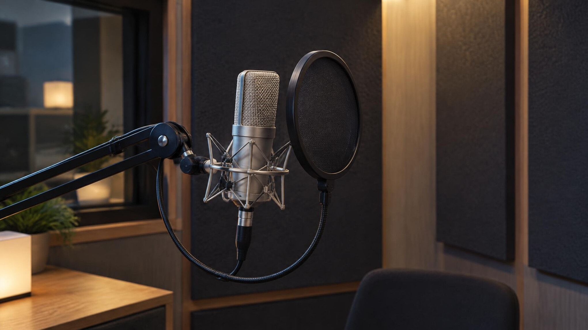 Studio condenser microphone with pop filter