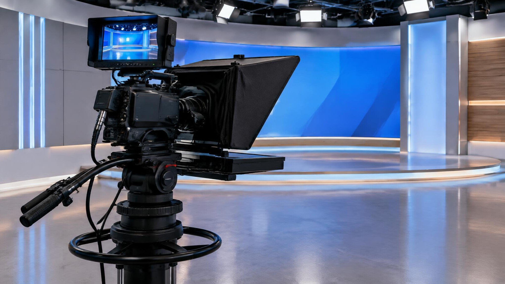 Camera operator rig and monitor on a film set